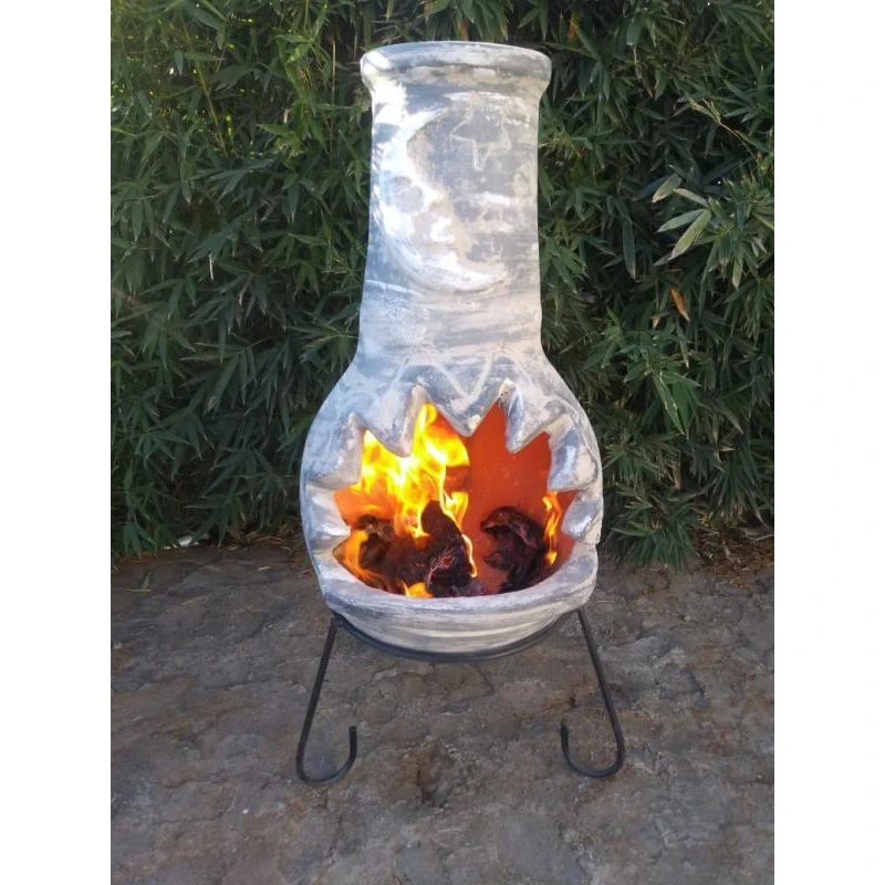 Gardeco Luna Mexican Chimenea Dark Grey Grey, including lid and stand