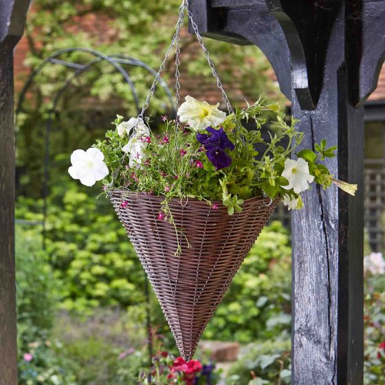 Chestnut Faux Rattan Hanging Cone