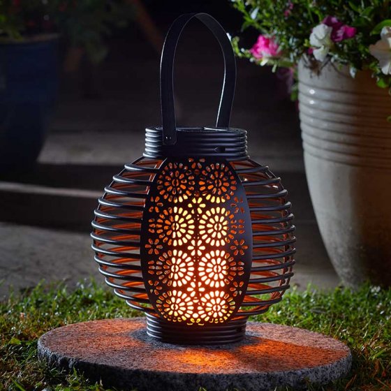 Ferrara Solar Powered Flame Effect LED Lantern