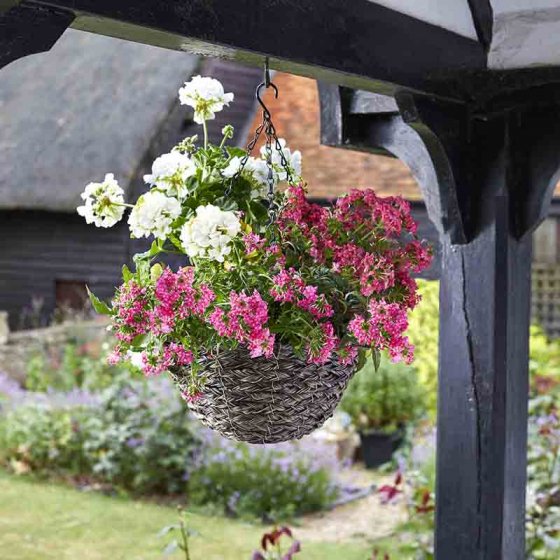 Tawny Faux Rattan Hanging Basket