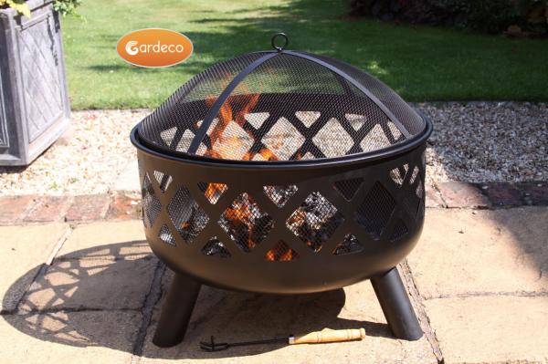 Gardeco Tara Deep-drawn Fire Bowl / Pit with Criss Cross Cut-out View of Fire