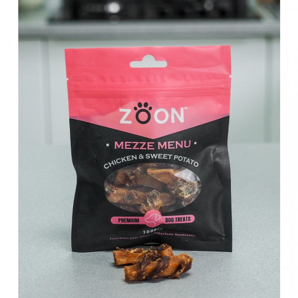 Zoon Mezze Menu Premium Chicken & Sweet Potato Dog Treats - 100g