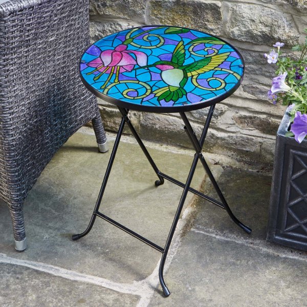 Hummingbird Hand-Painted Glass Table
