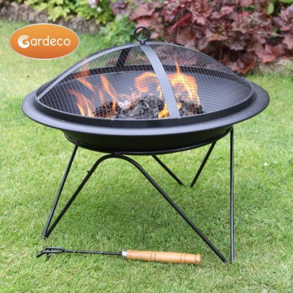 Gardeco Large Quasar Metal Fire Pit / Bowl with Stand 51cm